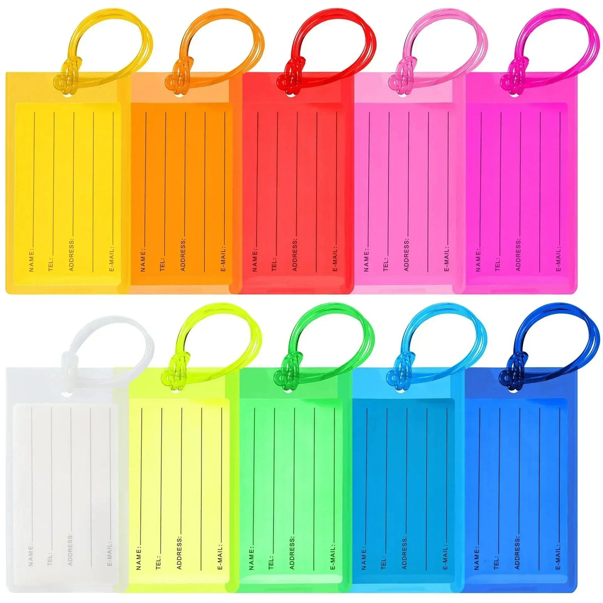 Porte-Étiquettes de Bagage en Plastique Coloré Transparent