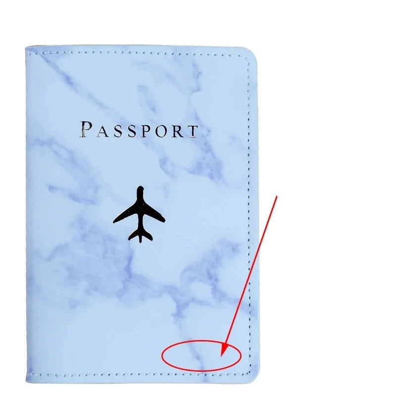 protege passeport personnalisé avion marbre bleu