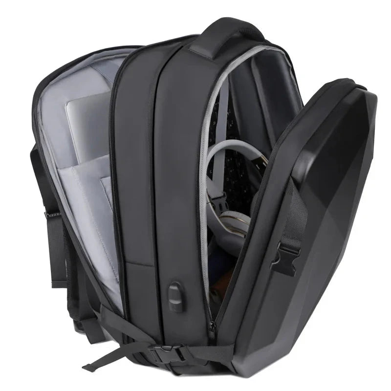 sac a dos noir grande capacité rigide avec code