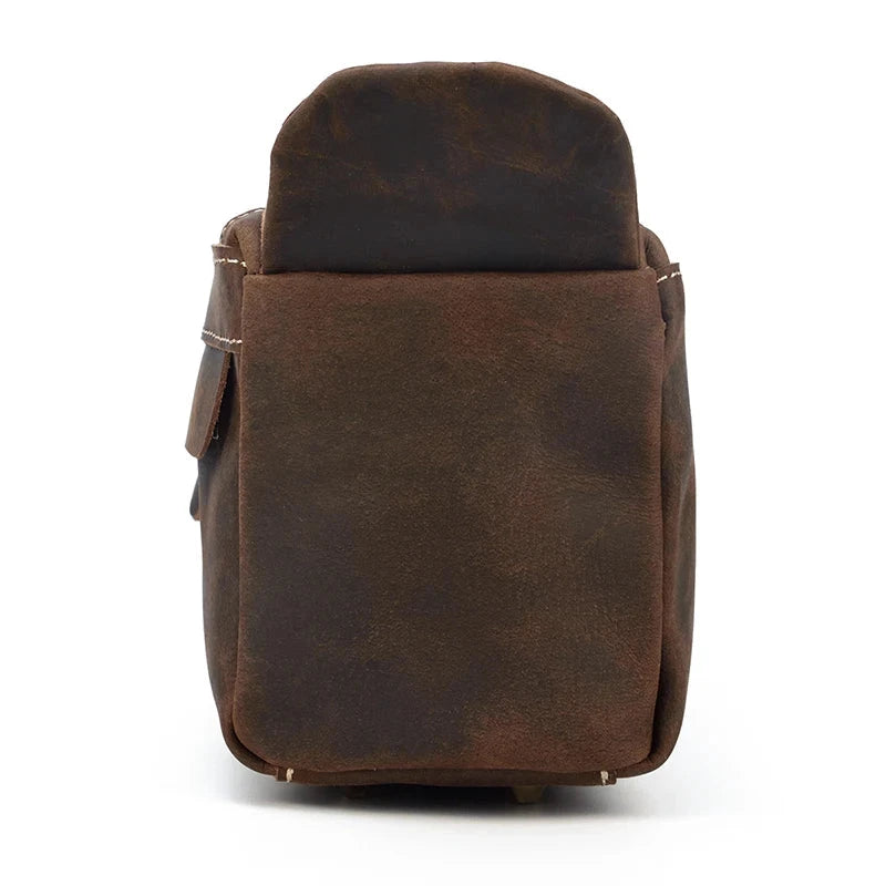 trousse de toilette pour homme en cuir marron