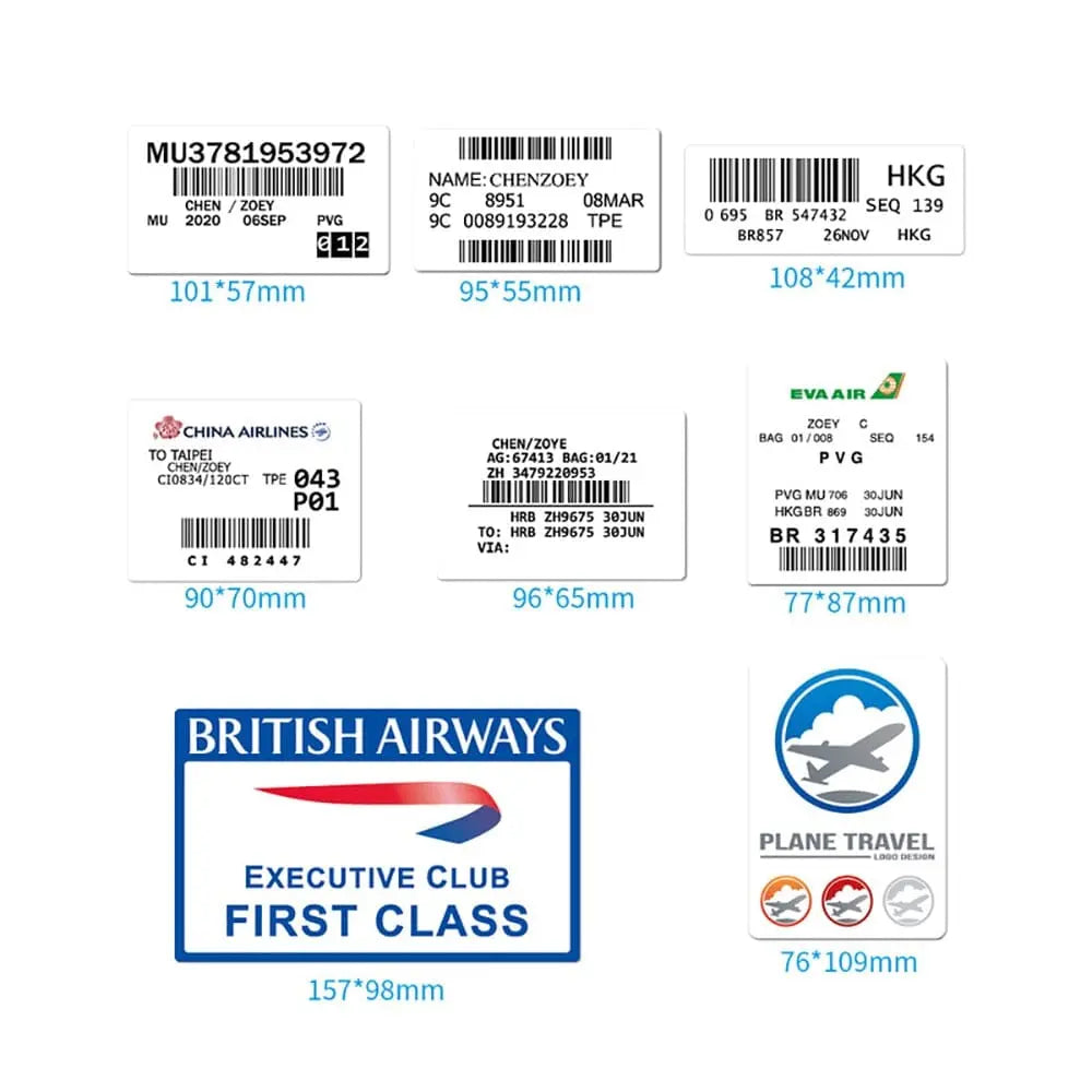 autocollants valise cartes embarquement pack de 30
