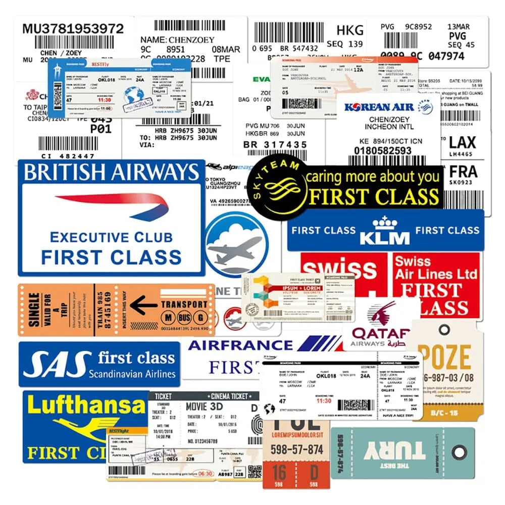 autocollant valise cartes embarquement pack de 30