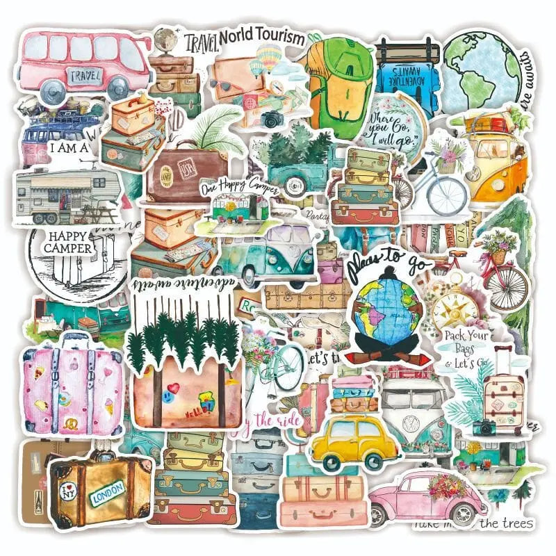 autocollant valise voyageur pack de 50
