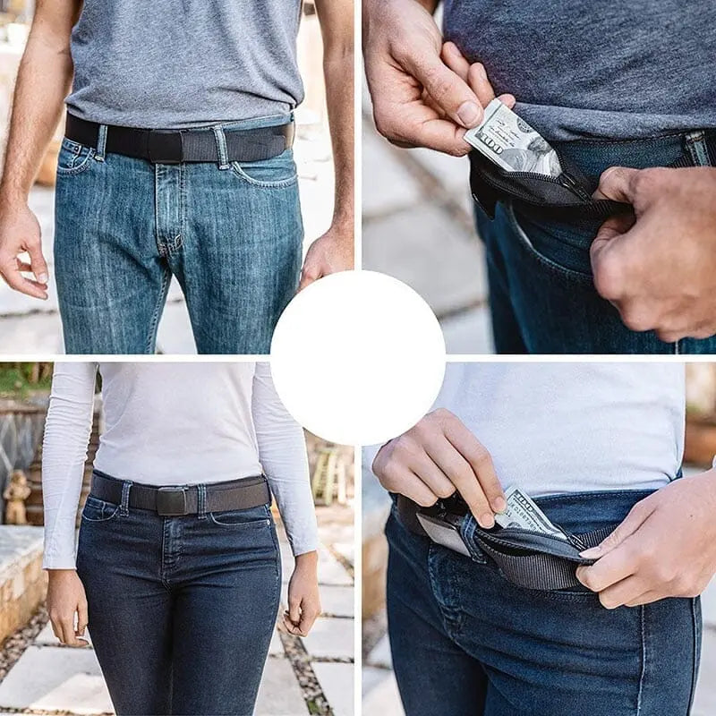 ceinture antivol cache-billets noir