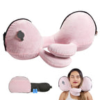 coussin gonflable de voyage rose tour de cou