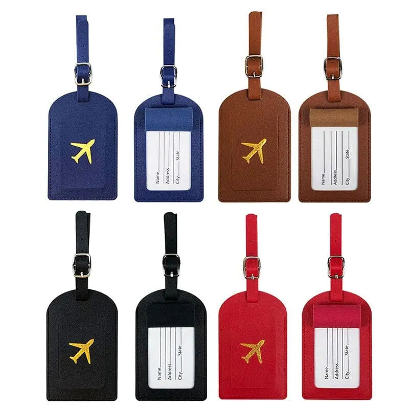 etiquettes bagage avion doré