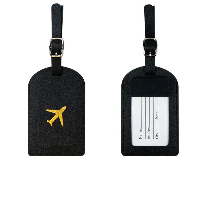 étiquette bagage avion doré