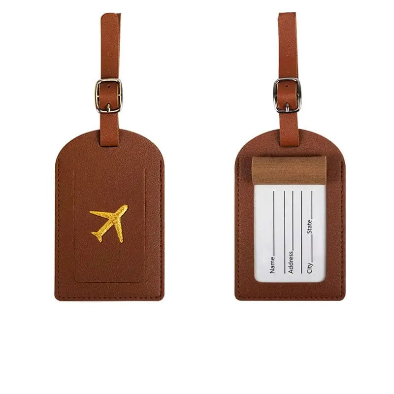 porte étiquette bagage avion doré