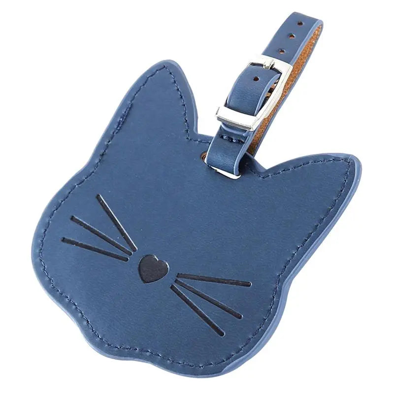 etiquette pour bagage chat cuir