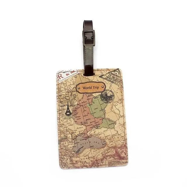 etiquette bagage world trip map