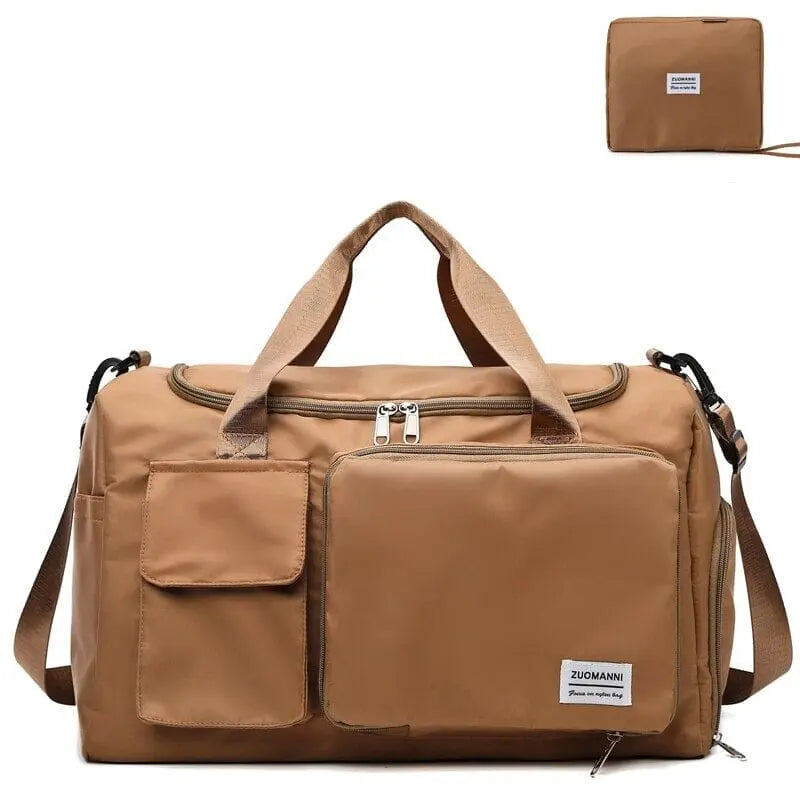 sac femme pliable voyage pochette camel