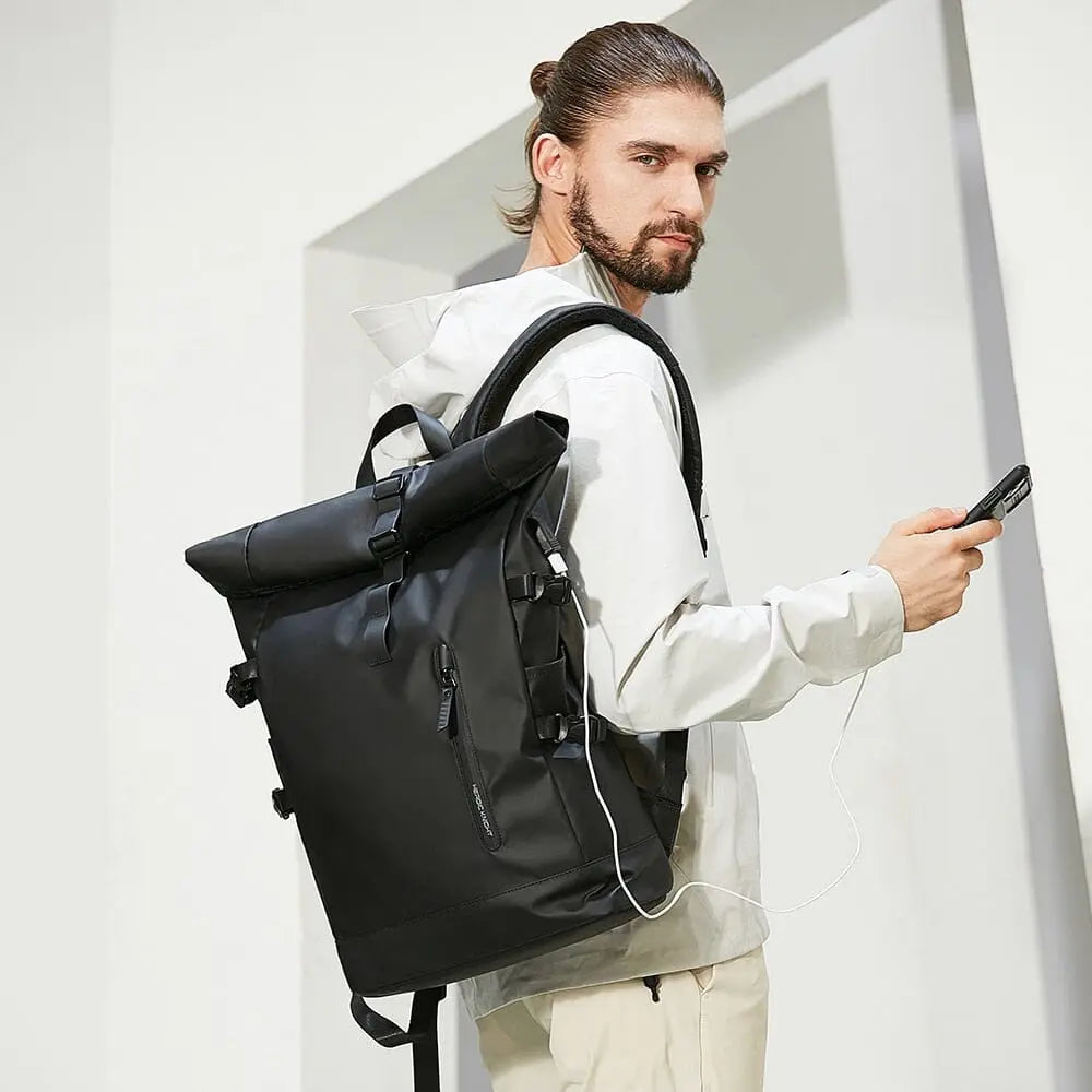 sac a dos roll top homme voyage traveler backpack