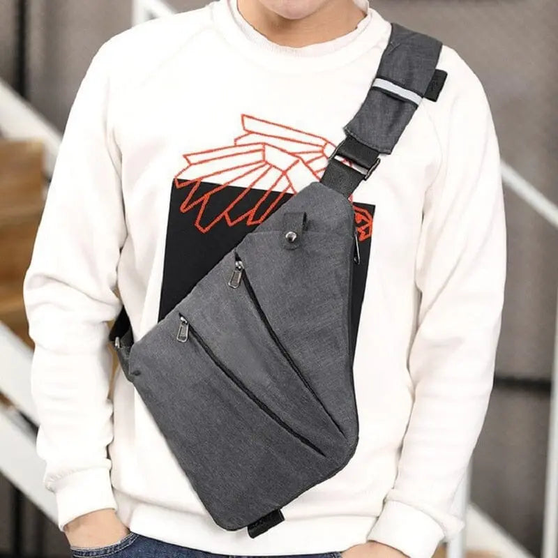 sac de poitrine homme antivol en nylon