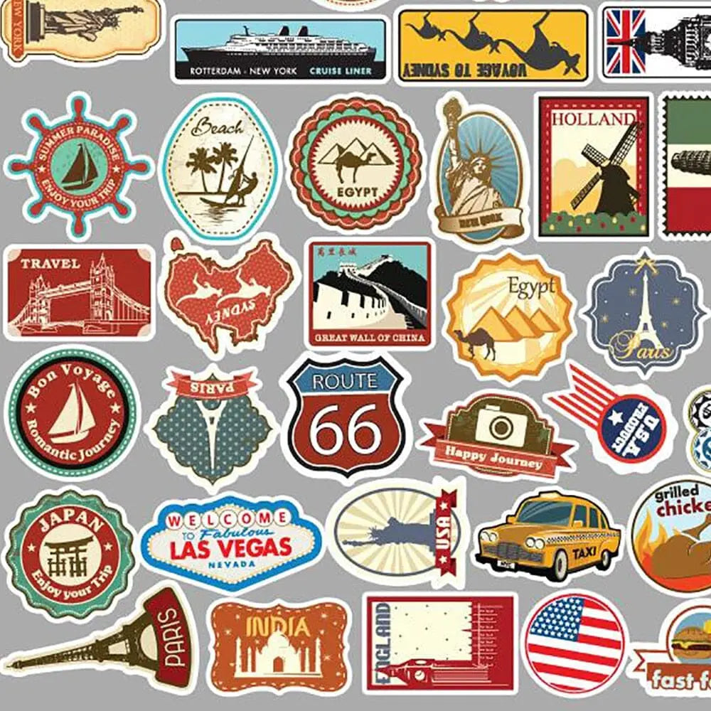 autocollant valise voyages pack de 50